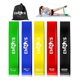 EMMA'S Ligas de Resistencia para Ejercicio Bandas Elásticas de Látex Natural 5 Niveles – Antideslizantes para Glúteos, Piernas y Brazos – Yoga, Pilate