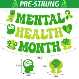 Mental Health Month Banner May Mental Health Awareness Month Decorations Faith Hope Love Strength Inspiring Theme Bulletin Board Décor We Wear Green Mental Health Awareness Month Party Supplies