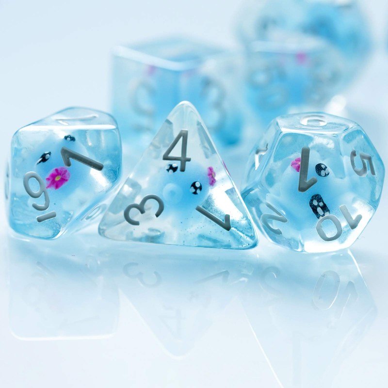 cusdie 7-Die DND Dice, Polyhedral Dice Set Filled with Animal,
