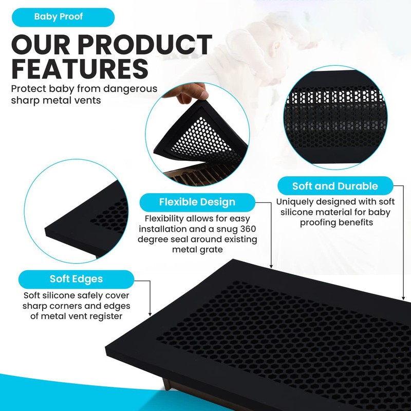 2pcs Baby Proofing Vent Covers Protective Silicone Safe Vent Covers