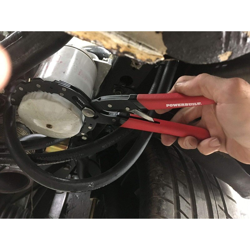 Powerbuilt Self-Adjusting Oil Filter Pliers, Adjustable Oil Filter Wrench, Grips