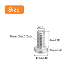 sourcing map M1.6-0.35 x 4 mm Pack of 100 Flat Round Head Screws 304 Stainless Steel Phillips Drive Machine Screws Hardware Fastener for Furniture Connection