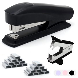 Black Office Stapler, 25 Sheet Capacity with 2000 Staples and Staple Remover, Desktop Stapler,Black Office Supplies for Students and Office Clerks