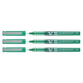 Pilot Pack of 3 Hi-Tecpoint V5 Rollerball Pens Liquid Ink Fine Point Greenaa