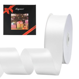 Solid Color Double Faced White Satin Ribbon 1-1/2" X 50 Yards, Ribbons Perfect for Crafts, Wedding Decor, Bow Making, Sewing, Gift Package Wrapping and More
