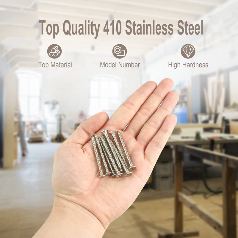 Hinge Wood Screws #9 x 2", 40 Pcs, 410 Stainless