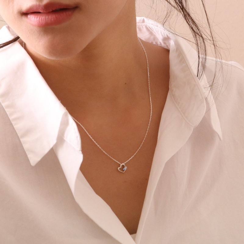The Kiss SPD228BL Women's Gift Accessory Gift Heart Silver Necklace