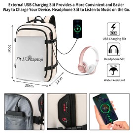 Della Gao Laptop Backpack Travel Backpack Anti-Theft Backpack Men and Women Waterproof Backpack with USB Charging Port Backpack Daypack Business Backpack, White-2126, Casual