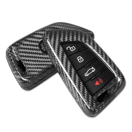 T-carbon Key Fob Cover Compatible with Toyota Supra GR A90 A91 MK5 2019-2024,Real Carbon Fiber Smart Remote Key Fob Case Compatible with Toyota Supra Accessories, Silver Black