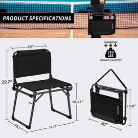 Azaeahom Portable Stadium Seats, Bleacher Chairs with Back and Cushion,2-in-1 Folding Stadium Seats with Back Support, Wide Stadium Seat for Bleachers, 350LBS for Sports Events Outdoor Camping