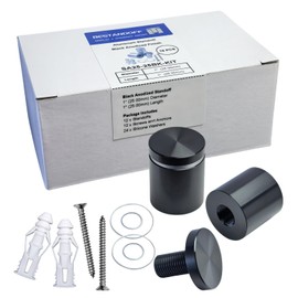 BESTANDOFF Pack of 12, Aluminum Standoff Screws, Wall Sign Standoff Mounting Hardware Advertising Glass Standoff Nail for Hanging Acrylic Picture Frame (12, Black, 1" x 1“)