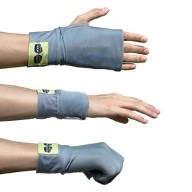 FLIPMITS Fingerless 3-in-1 Performance Gloves | Running, Hiking, Gym Workouts, Cycling, Yoga, Pilates, Driving, Sewing, Video Games, Sweat Wicking, Insulating (Blue Steel, Small)