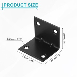 QUARKZMAN 12 Set L-Eckwinkel-Eckstütze Metallwinkelverbinder Winkelhalterung mit Schrauben für Holzregale, Schwarz, 1,5"x1,85"x1,5"