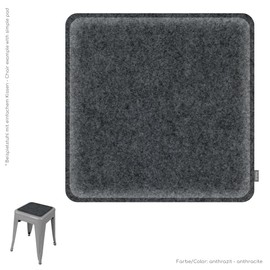 Feltd. Eco Felt Cushion 32 x 32 cm Rectangular Cushion with Rounded Corners Universal Seat Cover - 30 Colours - Optional Including Non-Slip and Padded (Anthracite Mottled)
