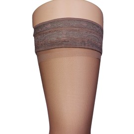 NuVein Sheer Compression Stockings for Women, 15-20 mmHg Support, 20 Denier, Thigh High, Closed Toe, Taupe, Medium