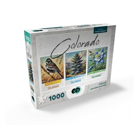 MyPuzzle Colorado: Bird, Tree, Flower- State Symbols Collage Series - Premium 1000 Piece Jigsaw Puzzle for Adults