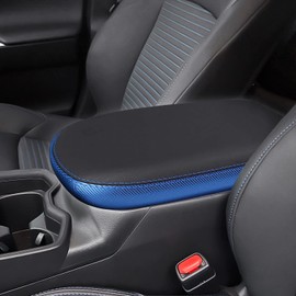 Auprite Center Console Armrest Cover for Toyota RAV4 2019-2023 2024, Auto Armrest Protector Organizer Pad for RAV4 Interior Accessories (Black with Blue)