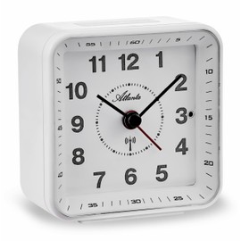 Atlanta Radio Alarm Clock without Ticking Analogue Light Snooze Alarm Indicator Numbers – 1844/0 (White)