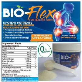 BIO FLEX Chondroitin Glucosamine  MSM HYDROLYZED COLLAGEN Powder 110g unflavored