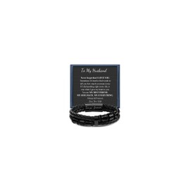 Anniversary Birthday Gifts for Husband Black Double-Row Braided Leather Bracelet for Men Mens Gifts Idea from Wife Christmas Valentine's Day Memorial Day Gifts for Him 7.5 Inches