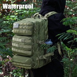 kookoomia Military Tactical Backpack 25L Day Backpack for Men Molle Army 3 Days Assault Pack Bug Out Bag Water Resistant and Heavy Duty Hiking Treeking Rucksack - Dark Green