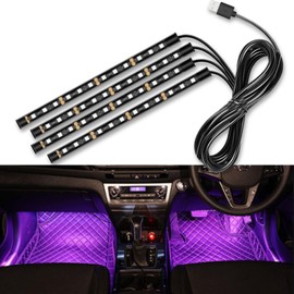 LED Car Foot Floor Light Tape Lamp Custom Lighting USB Car Easy Installation Drive Date Night Drive Mood (48LED, Purple)