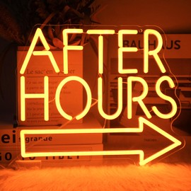 After Hours Neon Sign Bar LED Neon Lights Signs Orange Letter with Arrow Neon Signs for Wall Decor Dimmable Neon Wall Light for Club Pub Man Cave Bar Garage Party Decor Business Sign