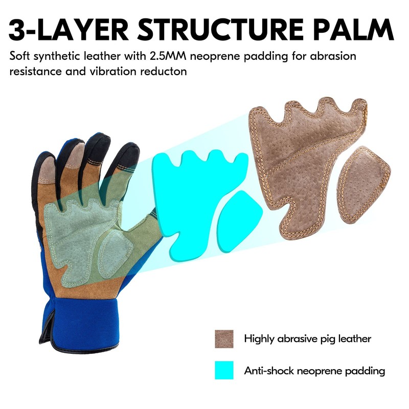 Vgo... 1-Pair Gardening Gloves Men, Safety Work Gloves, Puncture-proof, Thornproof,