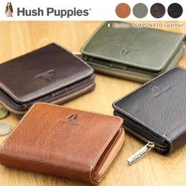 Hush Puppy Italian Leather Cowhide Round Zipper Bi-fold Wallet, green
