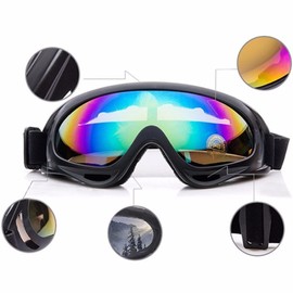 BacJueSin Ski Goggles, Snowboard Goggles, UV Protection, Motocross Goggles, Helmet Compatible, Anti-Fog Ski Goggles, Sports Goggles for Skiing, Motorcycle, Cycling, Skat