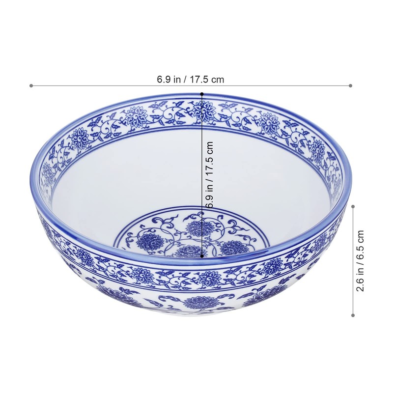 Kichvoe 7Inch White And Blue Porcelain Bowls Ceramic Noodle Bowl