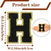 4Pieces Black Varsity Letter Patches H Chenille Alphabet Patches Chenille
