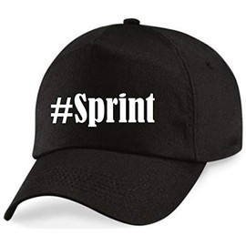 Base Cap Hashtag #Sprint Baseball Cap Baseball Cap Hashtag Diamond for Men and Women in Trendy Colours Black and White Hip Hop Streetwear Baseball Cap with Large Peak, black