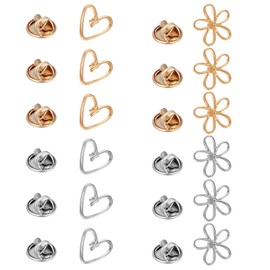 YBEATY 12 Pcs Lapel Modesty Pins Detachable Safety Cover up Brooches Daisy Flower Heart Button Pin Dainty Decorative No Sew Pins Accessories for Women Scarf Bag Pocket Cardigan (Gold + Silver)