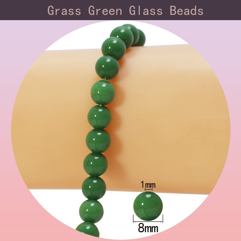 ZHFMLY 300pcs Green Glass Candy Beads Handcrafted Round Lampwork Smooth
