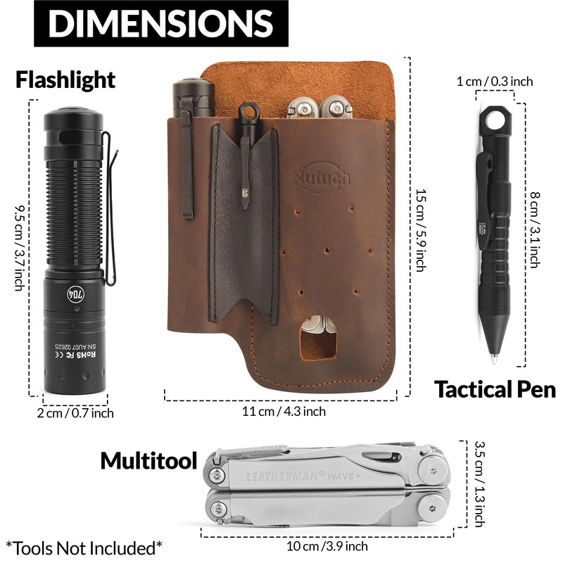 NUTUCH Leather EDC Multitool Sheath | Leather EDC Belt Organizer