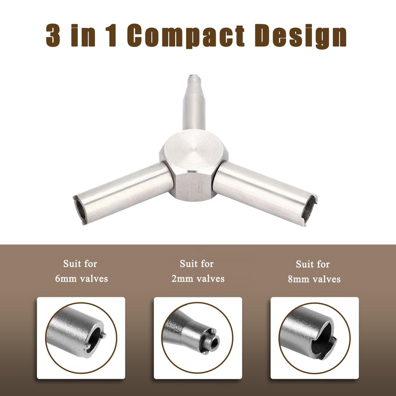 Multifunctional Valves Key Removal Tool with Triangular Designs, Exhaust Valve