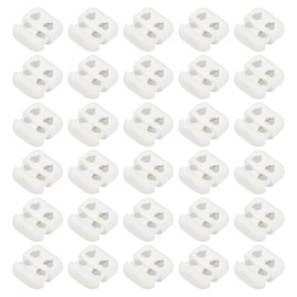 M METERXITY 100 Pack Plastic Cord Locks - Double-Hole Oval Spring Stopper Toggle Clasps, Apply to Drawstring Bags Clothes (16x17mm, White)