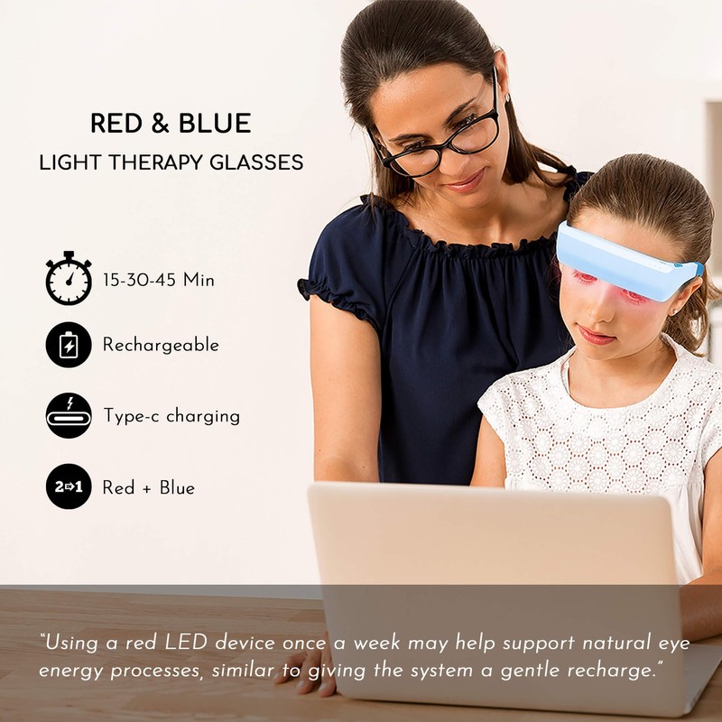 2-in-1 Red & Blue Light Therapy Glasses for Eye Comfort