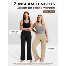 Tapata Petite Womens Wide Leg Yoga Pants 26/28 High Waist Stretch Loose Lounge Sweatpants Dress Work Casual with Pockets,Navy Blue,M