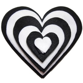 Playfully Ever After 1 to 6 inch Multi-Size Color Pack 24pc Felt Hearts (Black/White)