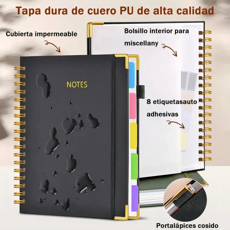 Libreta Universitaria Cuaderno Profesional 5 Color 300 Hoja Color Negro