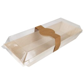 PacknWood -210SAMBQ215 Biodegradable Wood Tray for Serving,charcuterie Tray, Samurai Square Wooden Dish,(14 oz, 8.4" x 3.3" x 1.1") - Case of 100