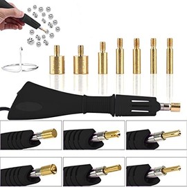 Hotfix Rhinestone Applicator, 7 in 1 Professional Iron-on DIY Hot Fix Tool Rhinestone Setter Applicator Wand Crystal Gem Tool Kit with 7 Different Sizes Tips, Support Stand (Black)