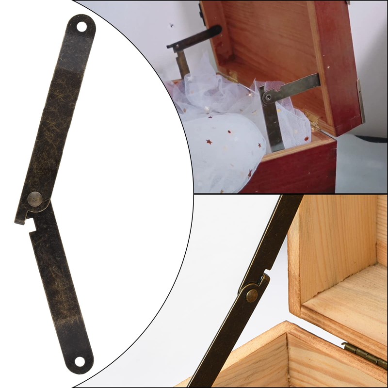 Jiozermi 2Pcs Bronze Lid Support Hinges, Left and Right Folding