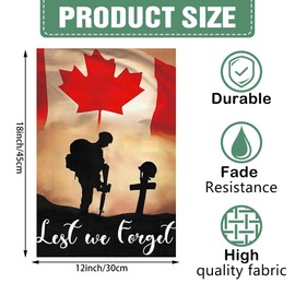 DMERBYL Lest We Forget Garden Flag Remembrance Day Garden Outdoor Decorations Double Sided Burlap Flag Canada Remembrance Day Military Soldiers Patriotic Flags Canadian Flags 12 x 18 Inch (Only Flags)