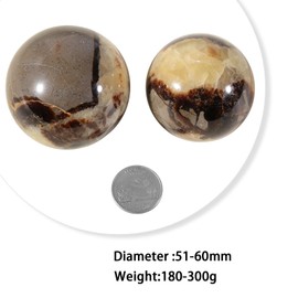 mookaitedecor 51-60mm Natural Septarian Crystal Ball Sphere Ornament with Stand, Septarian Nodule Dragon Stone Healing Crystal Geode Ball Gift Reiki Chakra Meditation Room Decor Witchcraft Wiccan Gift