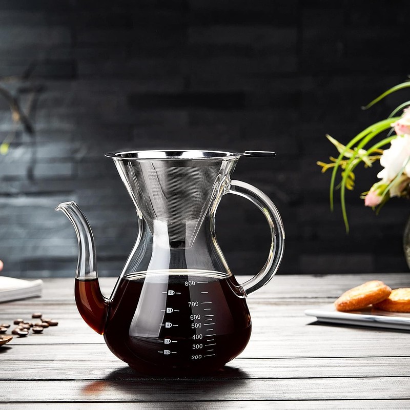 Pokaloti Coffee Server, Heat Resistant Glass, Coffee Pitcher, 33.8 fl