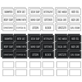 Segbeauty Stickers on Shampoo Bottle, Bathroom Organisation Labels, Pack of 72 Stickers for Laundry Room, 12 Pieces Handwritten Blank Stickers (84 Pieces, 5 cm x 3 cm)