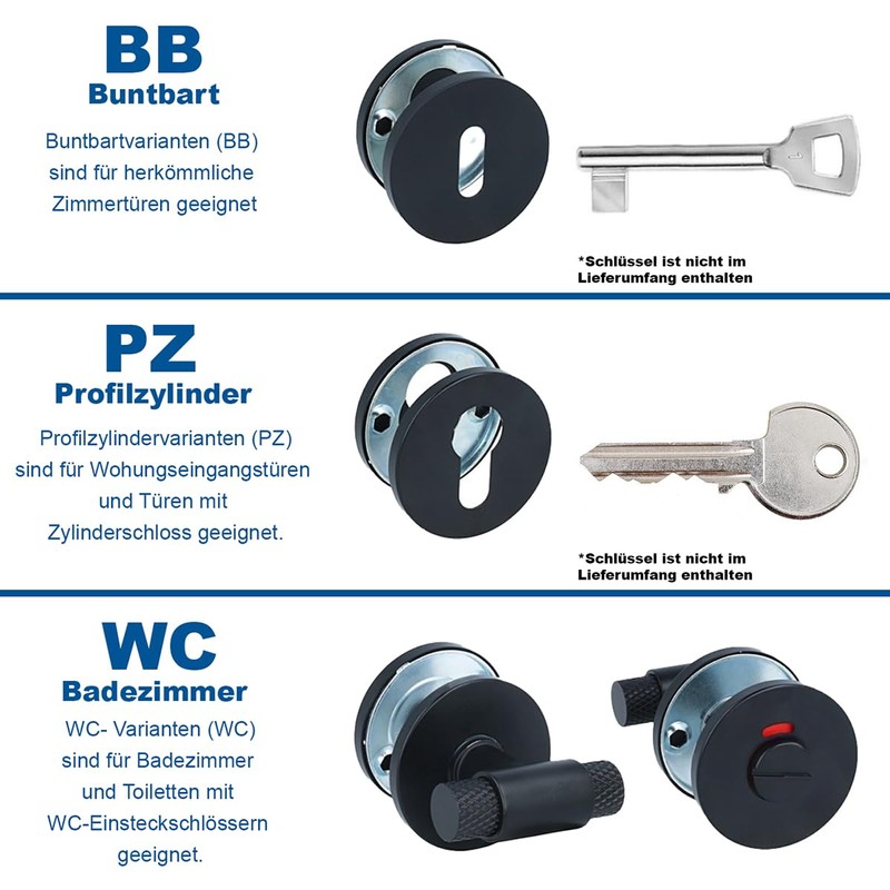 MS Beschläge Key Escutcheon, Door Rosette Black Made of Stainless